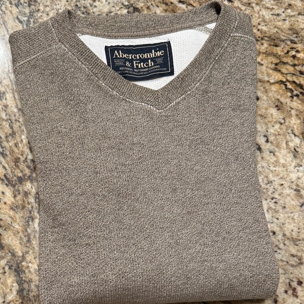Abercrombie & Fitch Men's V-Neck Gray (Greige)‎ Sweatshirt / Sweater size L - Picture 5 of 7